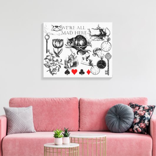 Cheshire Cat klassieker Alice in wonderland gek Canvas Afdruk (Insitu (Woonkamer))