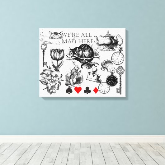 Cheshire Cat klassieker Alice in wonderland gek Canvas Afdruk (Insitu (Houten vloer))
