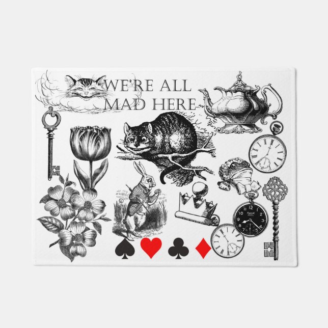 Cheshire Cat klassieker Alice in wonderland gek Deurmat (Voorkant)