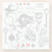 Cheshire Cat klassieker Alice in wonderland gek Glazen Onderzetter (Achterkant)