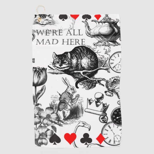 Cheshire Cat klassieker Alice in wonderland gek Golfhanddoek (Voorkant)