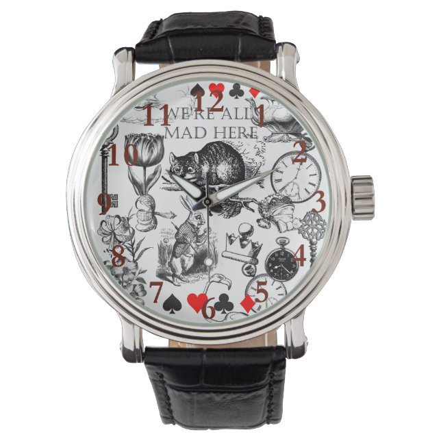 Cheshire Cat klassieker Alice in wonderland gek Horloge (Voorkant)
