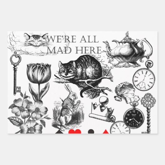 Cheshire Cat klassieker Alice in wonderland gek Inpakpapier Vel (Voorkant)