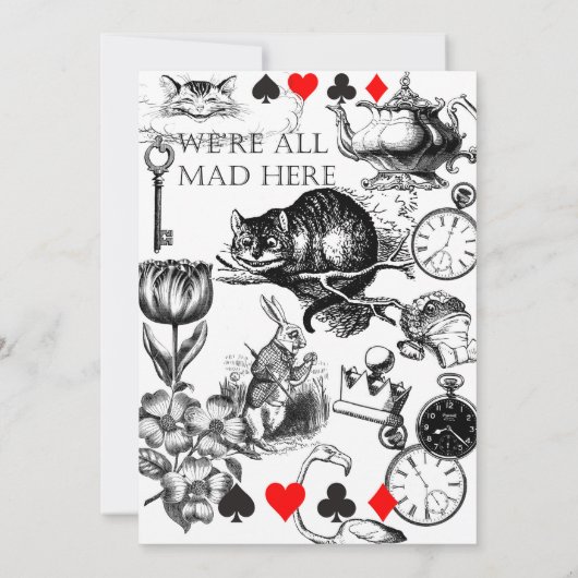 Cheshire Cat klassieker Alice in wonderland gek Kaart (Achterkant)