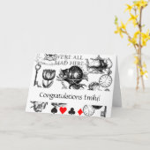 Cheshire Cat klassieker Alice in wonderland gek Kaart (Gele Bloem)