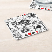 Cheshire Cat klassieker Alice in wonderland gek Kartonnen Onderzetters (Schuin)