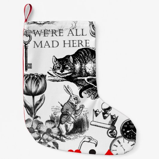 Cheshire Cat klassieker Alice in wonderland gek Kleine Kerstsok (Voorkant)