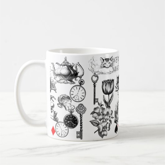 Cheshire Cat klassieker Alice in wonderland gek Koffiemok (Links)