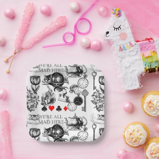 Cheshire Cat klassieker Alice in wonderland gek Papieren Bordje (Feest)