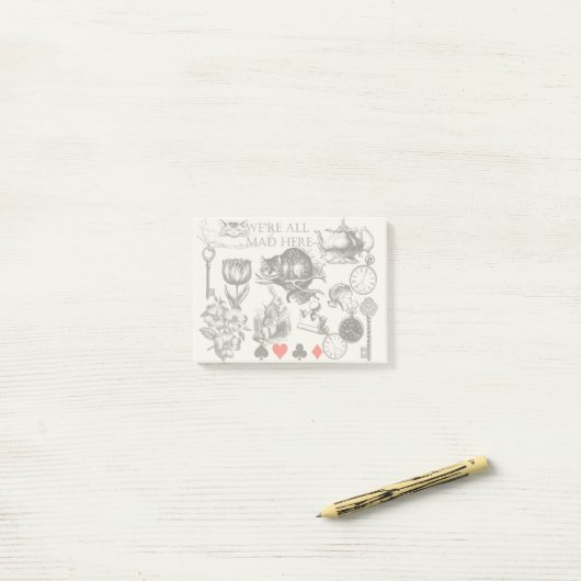 Cheshire Cat klassieker Alice in wonderland gek Post-it® Notes (Op bureau)