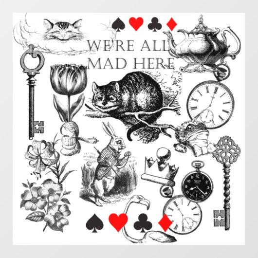 Cheshire Cat klassieker Alice in wonderland gek Raamsticker (Vel)