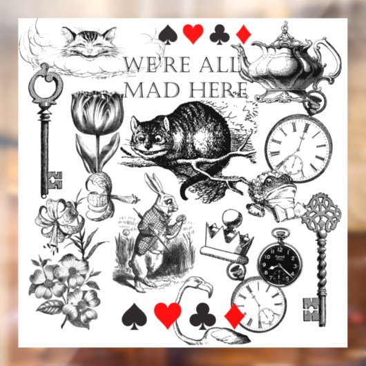 Cheshire Cat klassieker Alice in wonderland gek Raamsticker (Vel 2)