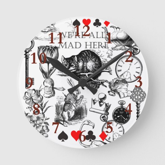 Cheshire Cat klassieker Alice in wonderland gek Ronde Klok (Voorkant)