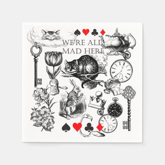 Cheshire Cat klassieker Alice in wonderland gek Servet (Voorkant)