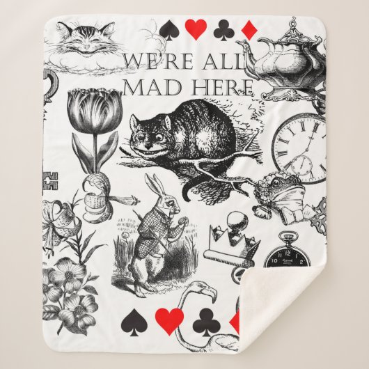 Cheshire Cat klassieker Alice in wonderland gek Sherpa Deken (Voorkant)