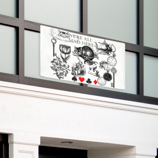 Cheshire Cat klassieker Alice in wonderland gek Spandoek (Buitenkant Gebouw)