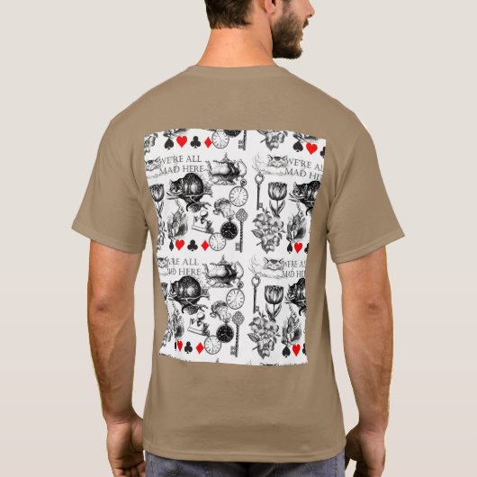 Cheshire Cat klassieker Alice in wonderland gek T-shirt (Achterkant)