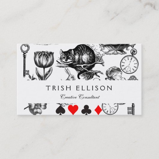 Cheshire Cat klassieker Alice in wonderland gek Visitekaartje (Voorkant)