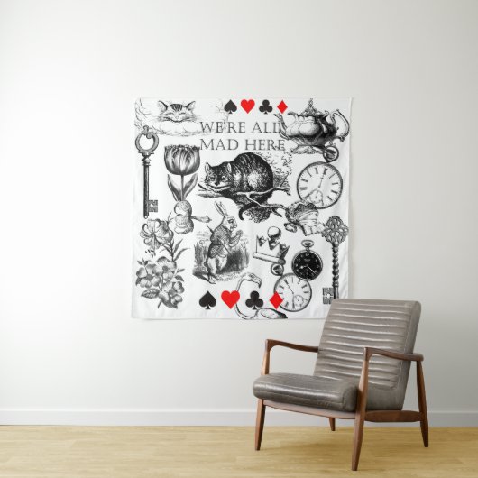 Cheshire Cat klassieker Alice in wonderland gek Wandkleed (In situ)