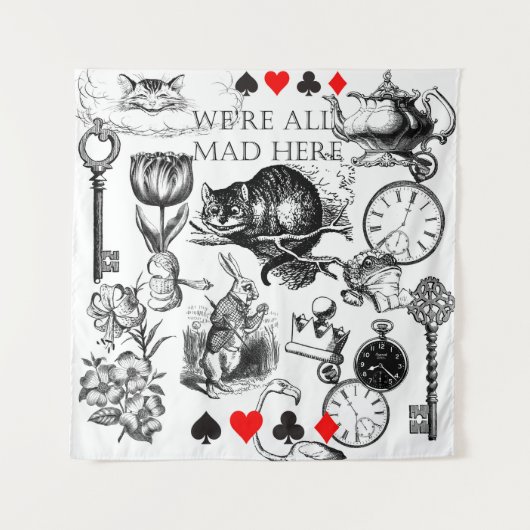 Cheshire Cat klassieker Alice in wonderland gek Wandkleed (Voorkant)