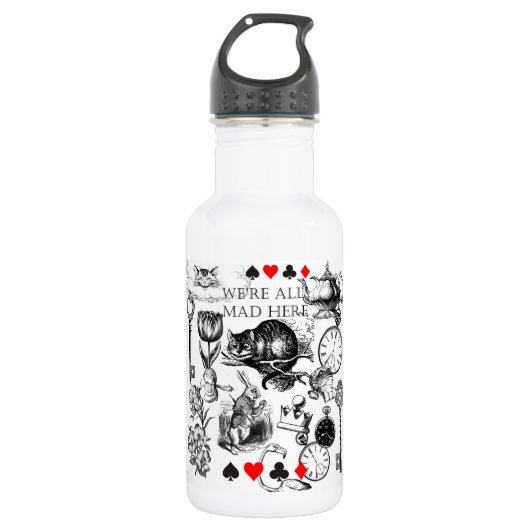 Cheshire Cat klassieker Alice in wonderland gek Waterfles (Voorkant)