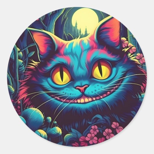 Cheshire Cat lachende Alice in Wonderland Ronde Sticker (Voorkant)