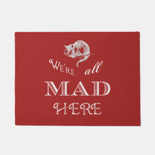 Cheshire Cat Mad Alice Red Doormat Deurmat