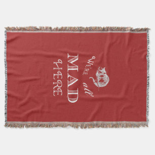 Cheshire Cat Mad Red Throw Blanket Deken