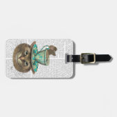 Cheshire Cat met Cup op kop Bagagelabel (Voorkant horizontaal)