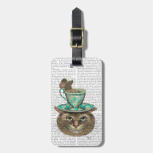 Cheshire Cat met Cup op kop Bagagelabel