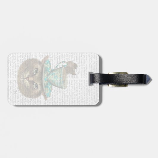 Cheshire Cat met Cup op kop Bagagelabel (Achterkant horizontaal)