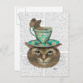 Cheshire Cat met Cup op kop Briefkaart (Voorkant / Achterkant)