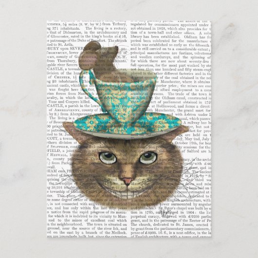 Cheshire Cat met Cup op kop Briefkaart (Voorkant)