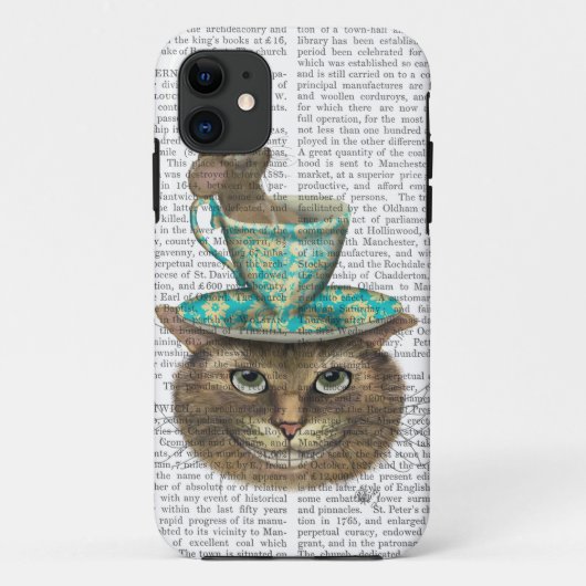 Cheshire Cat met Cup op kop Case-Mate iPhone Case (Achterkant)
