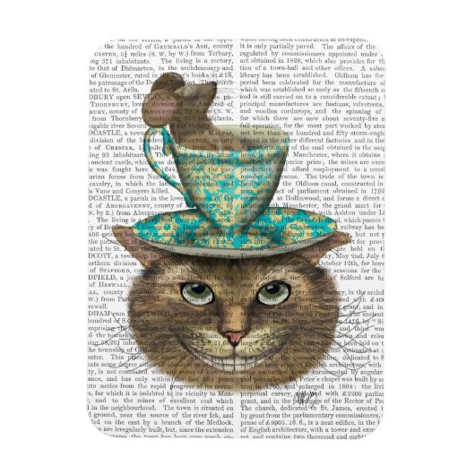 Cheshire Cat met Cup op kop Magneet (Verticaal)