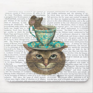Cheshire Cat met Cup op kop Muismat