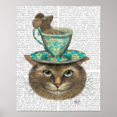 Cheshire Cat met Cup op kop Poster (Voorkant)