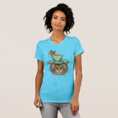 Cheshire Cat met Cup op kop T-shirt (Voorkant volledig)
