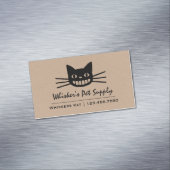 Cheshire Cat met lange whiskers | Gekke zwarte kat Magnetisch Visitekaartje (Voorbeeld)