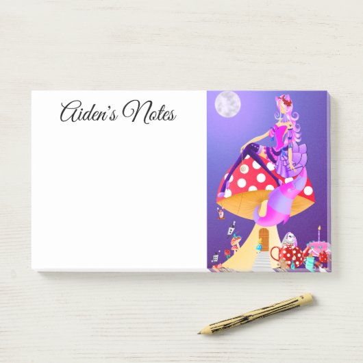 Cheshire Cat op paddenstoel Wonderland Post-it® Notes (Op bureau)