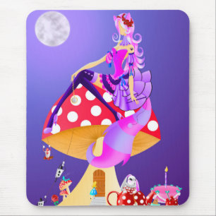 Cheshire Cat op paddestoel wonderland Muismat