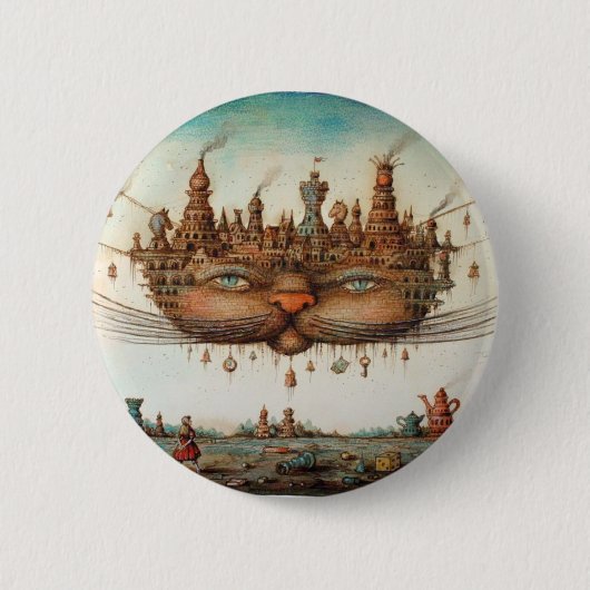 Cheshire Cat Ronde Button 5,7 Cm (Voorkant)