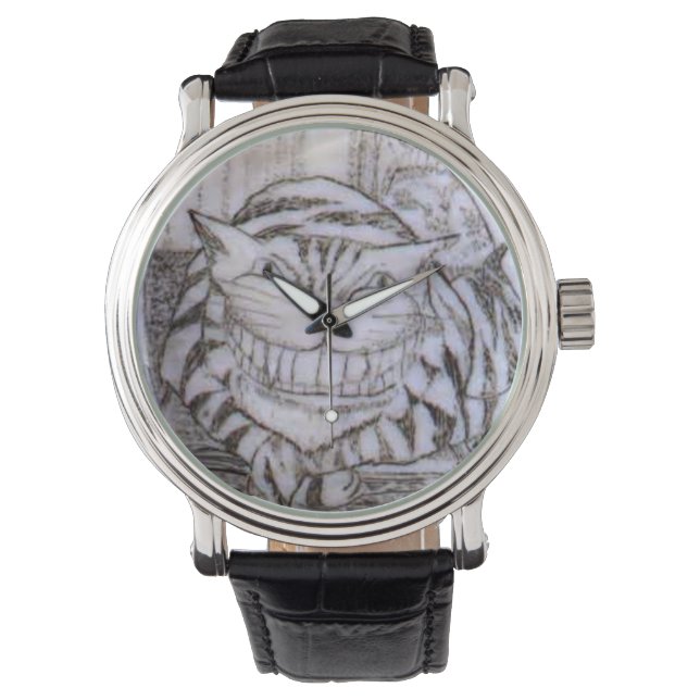 Cheshire Cat Scrimshaw Klassiek horloge (Voorkant)