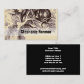 Cheshire Cat Sepia |  Alice in Wonderland Visitekaartje (Voorkant / Achterkant)