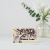 Cheshire Cat Sepia |  Alice in Wonderland Visitekaartje (Staand voorkant)