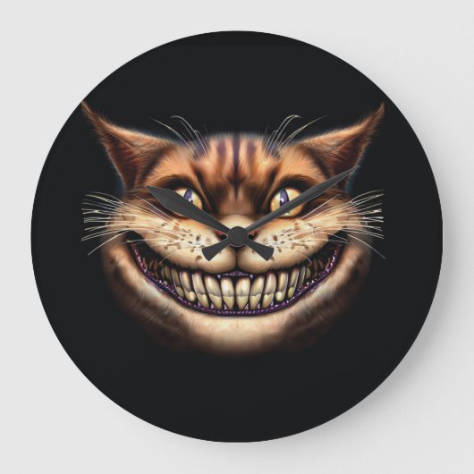 Cheshire Cat Wall Clock Grote Klok (Voorkant)