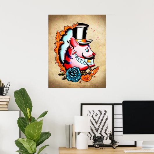 Cheshire Cat Water, kleur Poster (Thuiskantoor)