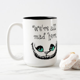 Cheshire Cat We zijn allemaal hier heel bonkers Tweekleurige Koffiemok