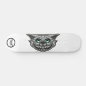 Cheshire cat zwart-wit-lijnenglimlach persoonlijk skateboard (Horizontaal)