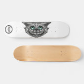 Cheshire cat zwart-wit-lijnenglimlach persoonlijk skateboard (Horizontaal)
